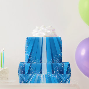 Blue Starburst Sparkle with Shining Light Rays Wrapping Paper