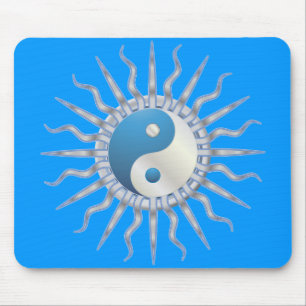 Blue Starburst Yin Yang Mouse Mat
