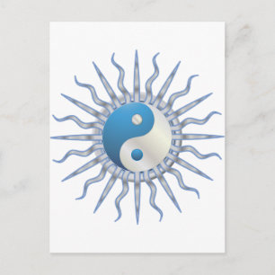 Blue Starburst Yin Yang Postcard