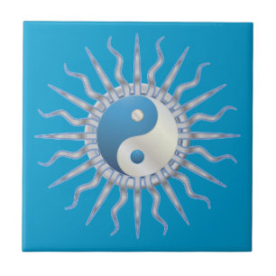 Blue Starburst Yin Yang Tile