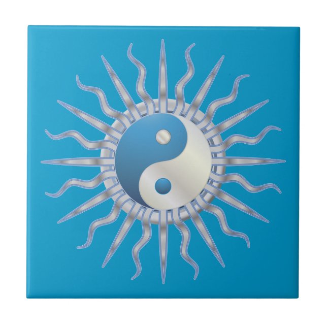 Blue Starburst Yin Yang Tile (Front)