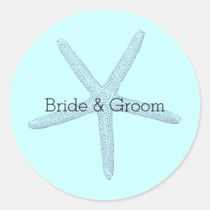 Blue Starfish Beach Classic Round Sticker