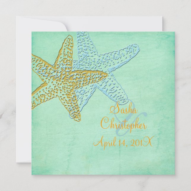 BLUE STARFISH/BEACH Wedding Invitations (Front)