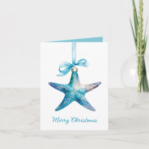 Blue Starfish Christmas Ornament Personalized Note Card