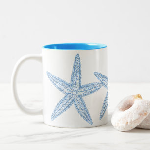 BLUE STARFISH ILLUSTRATION Two-Tone COFFEE MUG