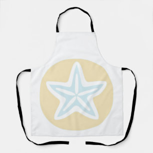 Blue Starfish in Yellow Circle Apron