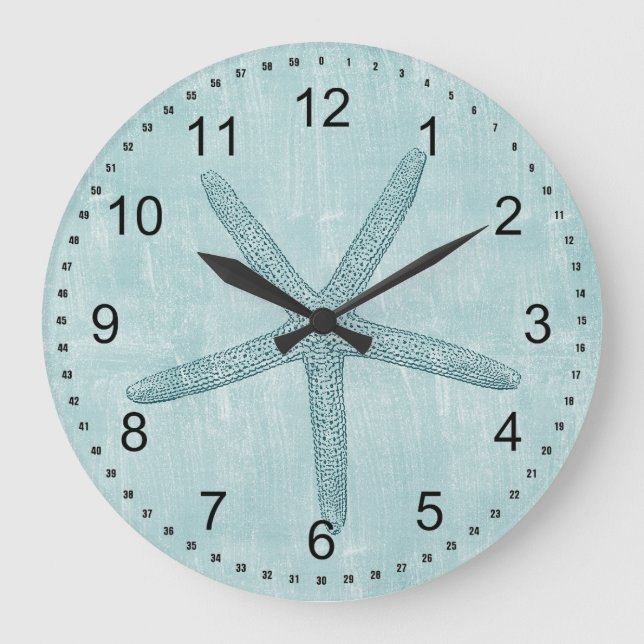 Blue Starfish Large Clock (Front)