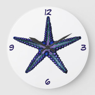 Blue Starfish Large Clock