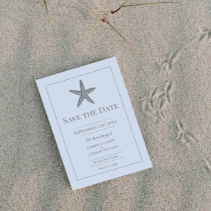 Blue Starfish Monogram Photo Save The Date
