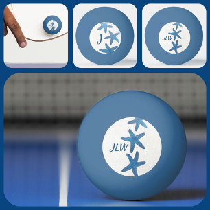Blue Starfish Nautical Personalised Monogram Ping Pong Ball