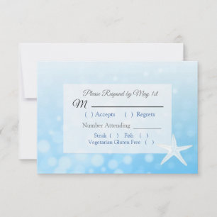 Blue Starfish Oceanic Wedding RSVP card