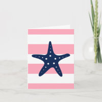 Blue Starfish on Pink Stripes