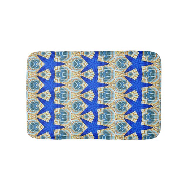 blue starfish pattern bath mat (Front)