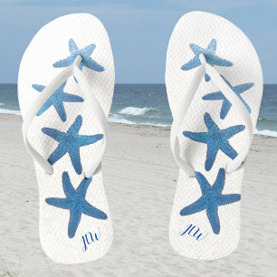 Blue Starfish Personalise with Initials Flip Flops