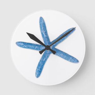 Blue Starfish Round Clock