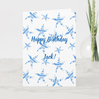 Blue starfish silhouette-custom name card