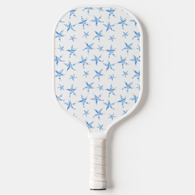 Blue starfish silhouette pickleball paddle (Front)
