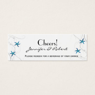 Blue Starfish Silver Coral Wedding Drink Tickets
