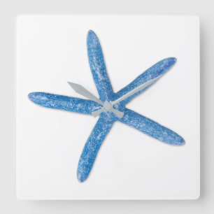 Blue Starfish Square Wall Clock