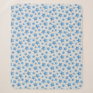 Blue Starfish Summer Beach Nautical Coastal Sherpa Blanket