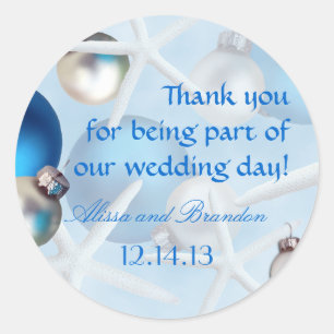 Blue Starfish Tropical Christmas Wedding Labels