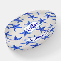 Blue starfish watercolor-custom monogram-name