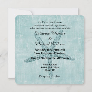 Blue Starfish Wedding Invitation