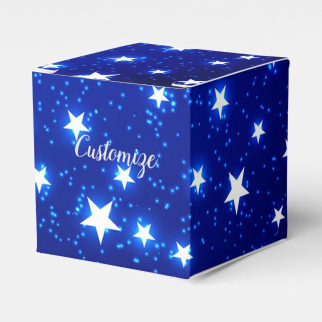 Blue Stargazer Cube Favour Box (Front Side)