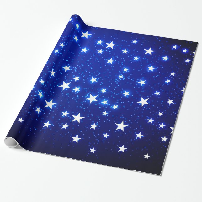 Blue Stargazer Wrapping Paper (Unrolled)