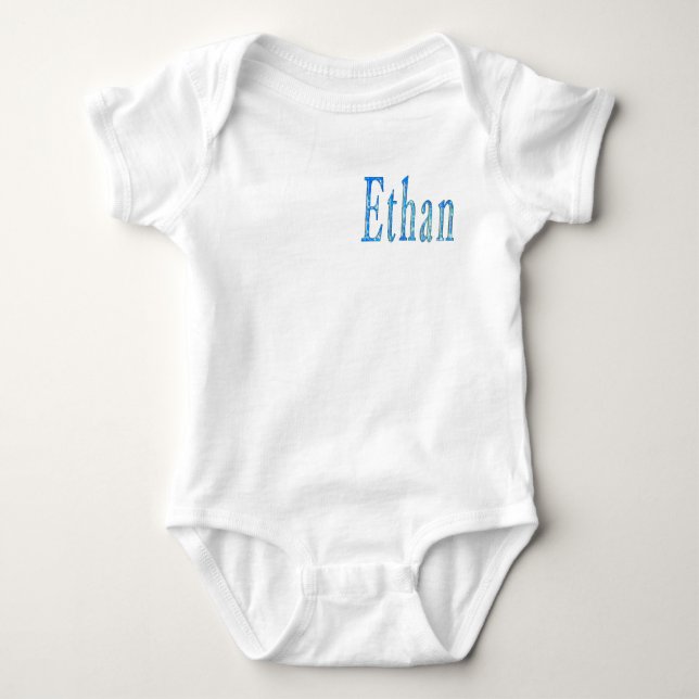 Blue Starry Ethan Name, Baby Bodysuit (Front)