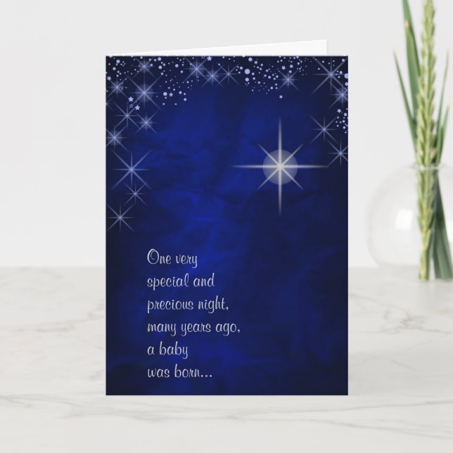 Blue Starry First Christmas Night Card (Front)