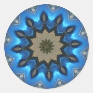 Blue Starry Kaleidoscope Classic Round Sticker