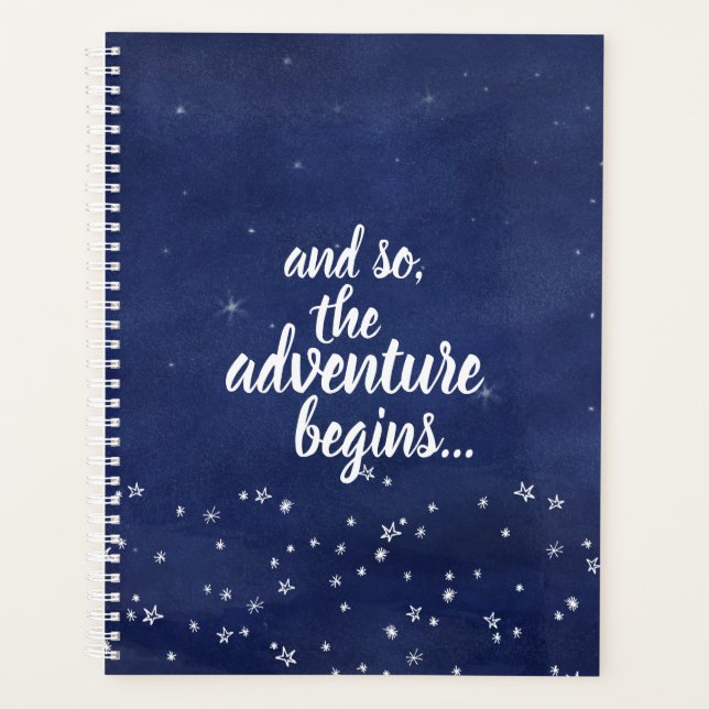 Blue Starry Night And So the Adventure Begins Planner (Front)