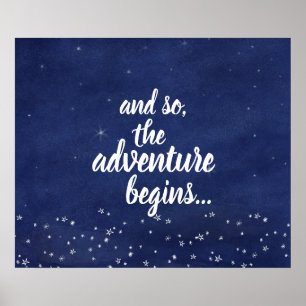 Blue Starry Night And So the Adventure Begins Poster