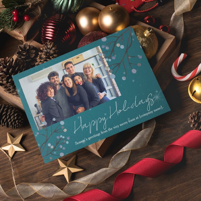 Blue Starry Night Custom Photo Folded Holiday Card (Creator Uploaded)