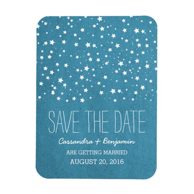 Blue Starry Night Save the Date Premium Magnet (Vertical)