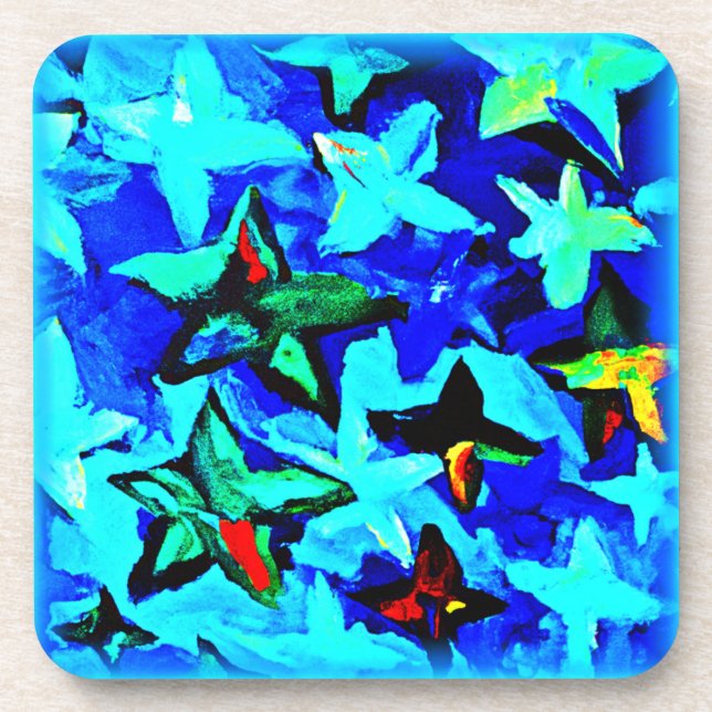 Blue Starry Night Sky. Buy Now Coaster (Front)