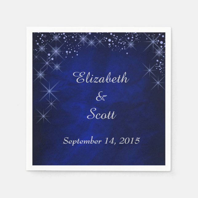 Blue Starry Night Wedding Napkin (Front)