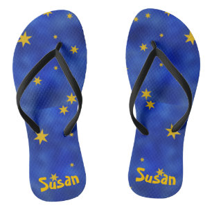 Blue Starry Night with Gold Stars Unisex Flip Flops