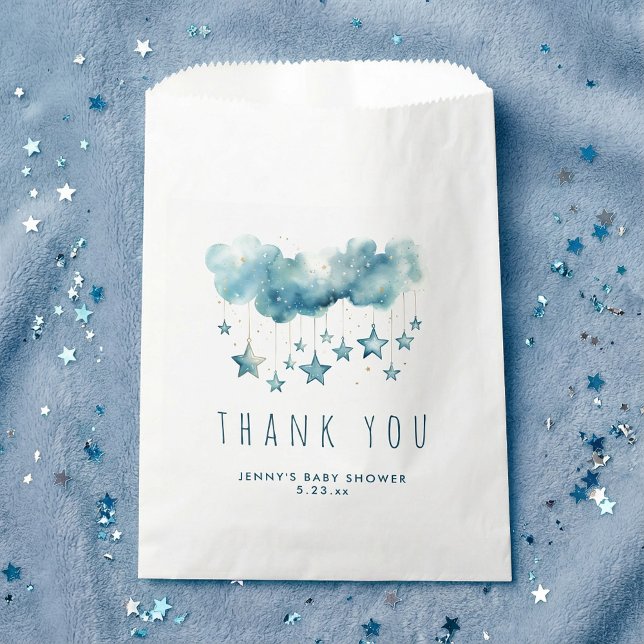 Blue starry sky and fluffy clouds thank you favour bags (Blue starry sky and fluffy clouds thank you favor bag.)