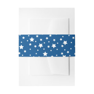 Blue Starry Sky White Stars Pretty Starlight Night Invitation Belly Band