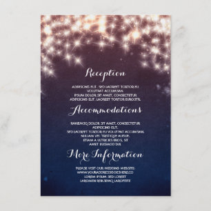 Blue Starry String Lights Wedding Information Enclosure Card