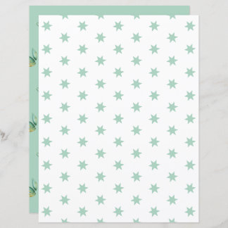 Blue Stars and Leaves Scrapbook Paper Sheet