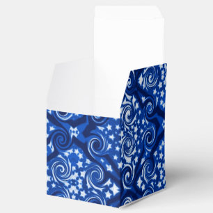 Blue Stars and Swirls Pattern Cube Favour Box