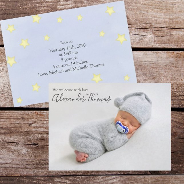 Blue Stars Baby Boy Birth Announcement (Creator Uploaded)