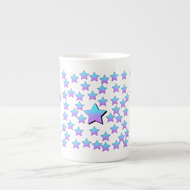 Blue Stars Bone China Mug (Front)