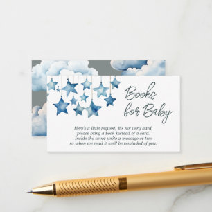 Blue Stars Boy Baby Shower Books For Baby Enclosure Card