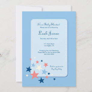 Blue Stars Boy Baby Shower Invitation