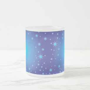 Blue Stars Christmas Frosted Glass Coffee Mug