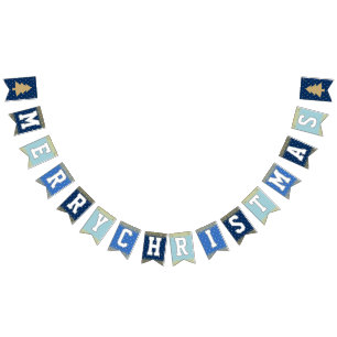 Blue Stars Christmas Party Bunting